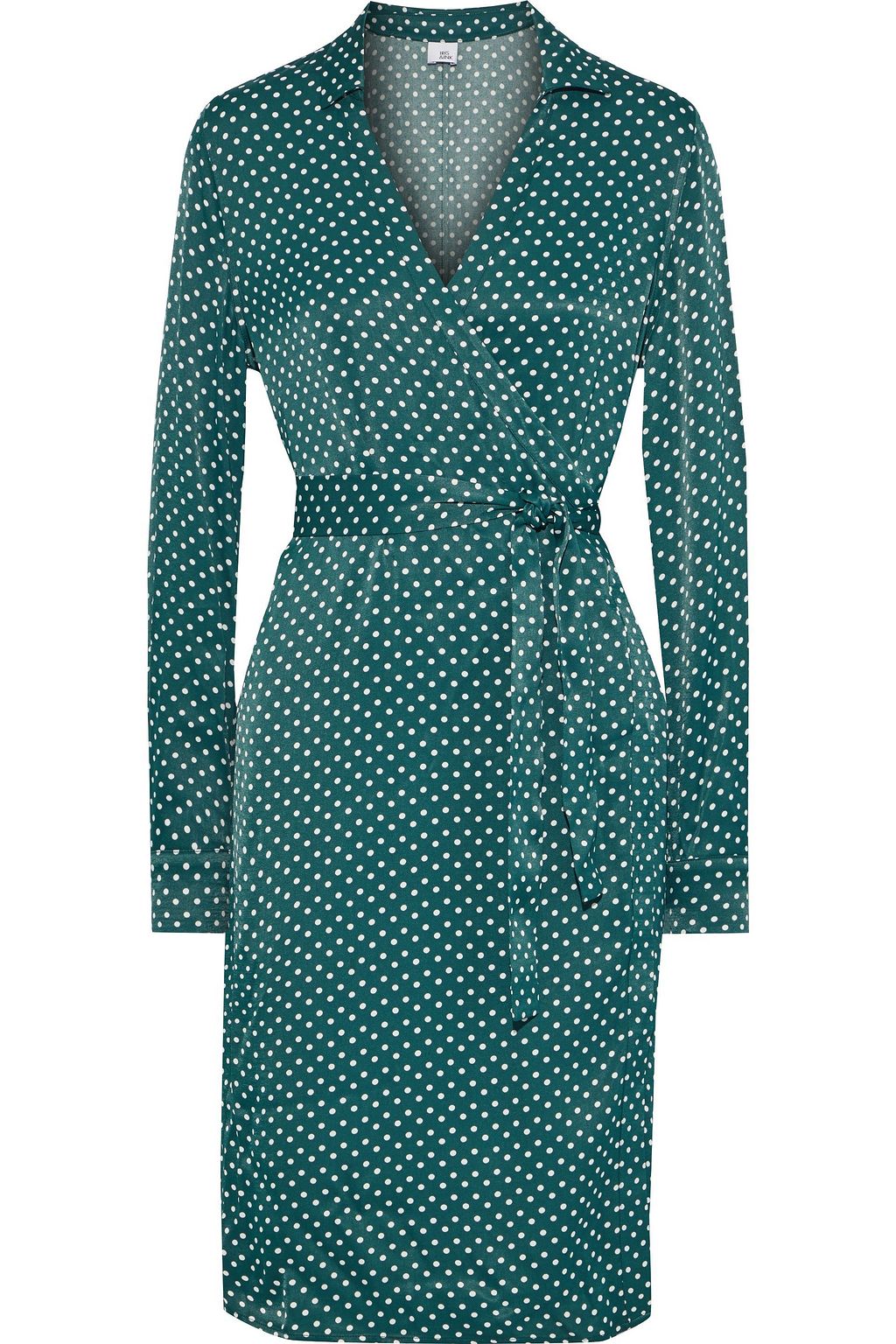 green satin polka dot dress