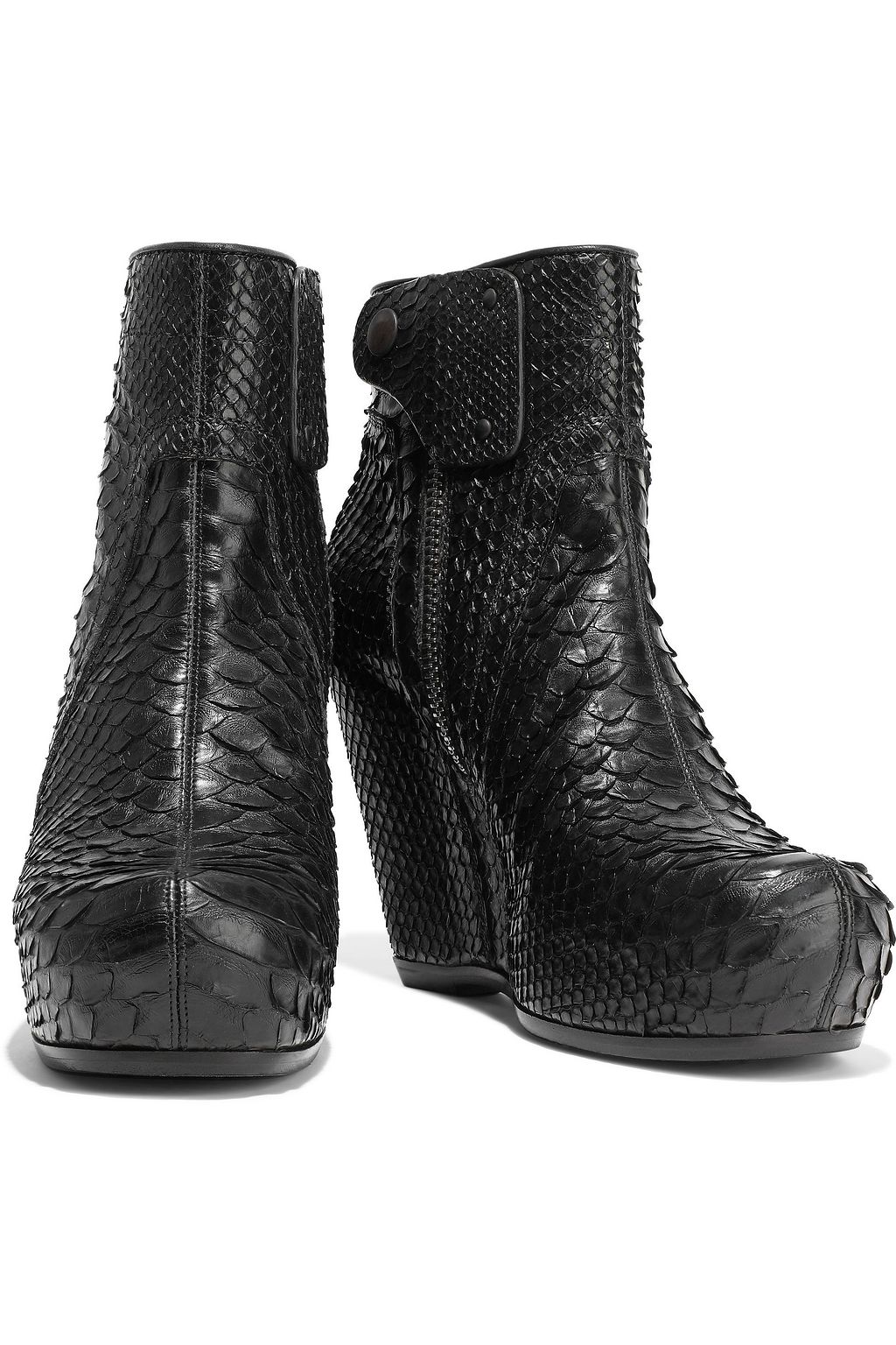 RICK OWENS Python wedge ankle boots