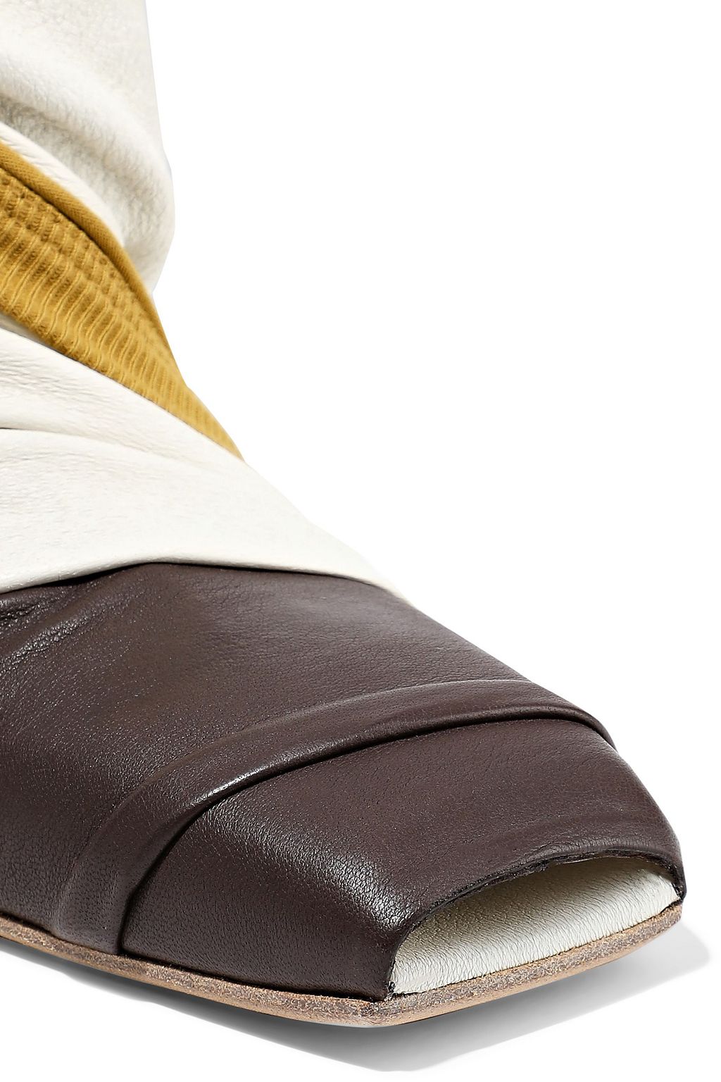 RICK OWENS Knit-trimmed two-tone textured-leather boots