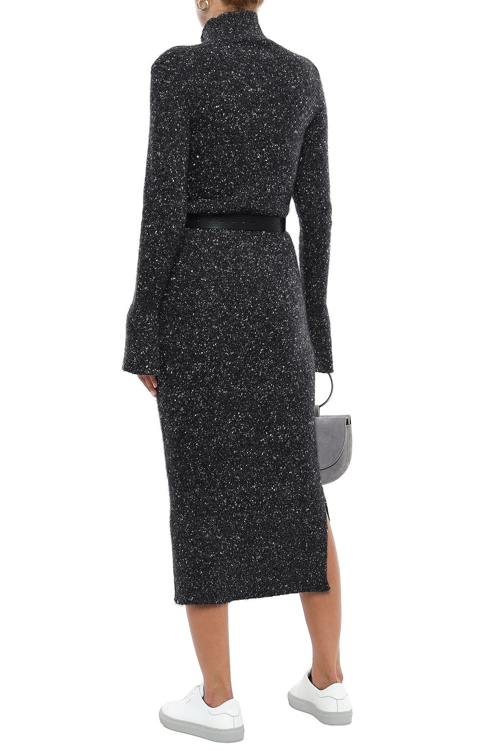 GENTRYPORTOFINO Marled cashmere turtleneck midi dress
