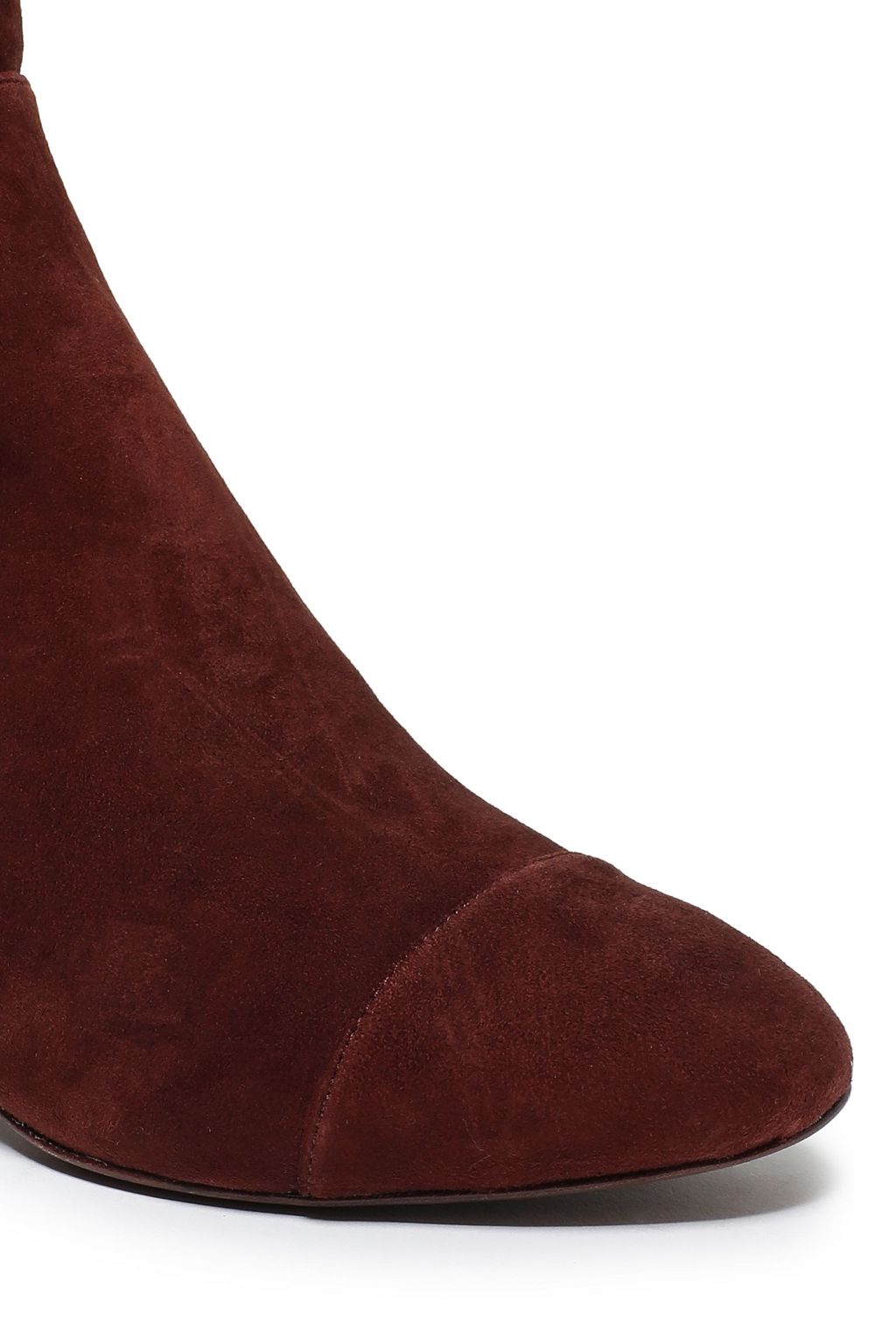 TORY BURCH Embroidered leather-paneled stretch-suede over-the-knee boots