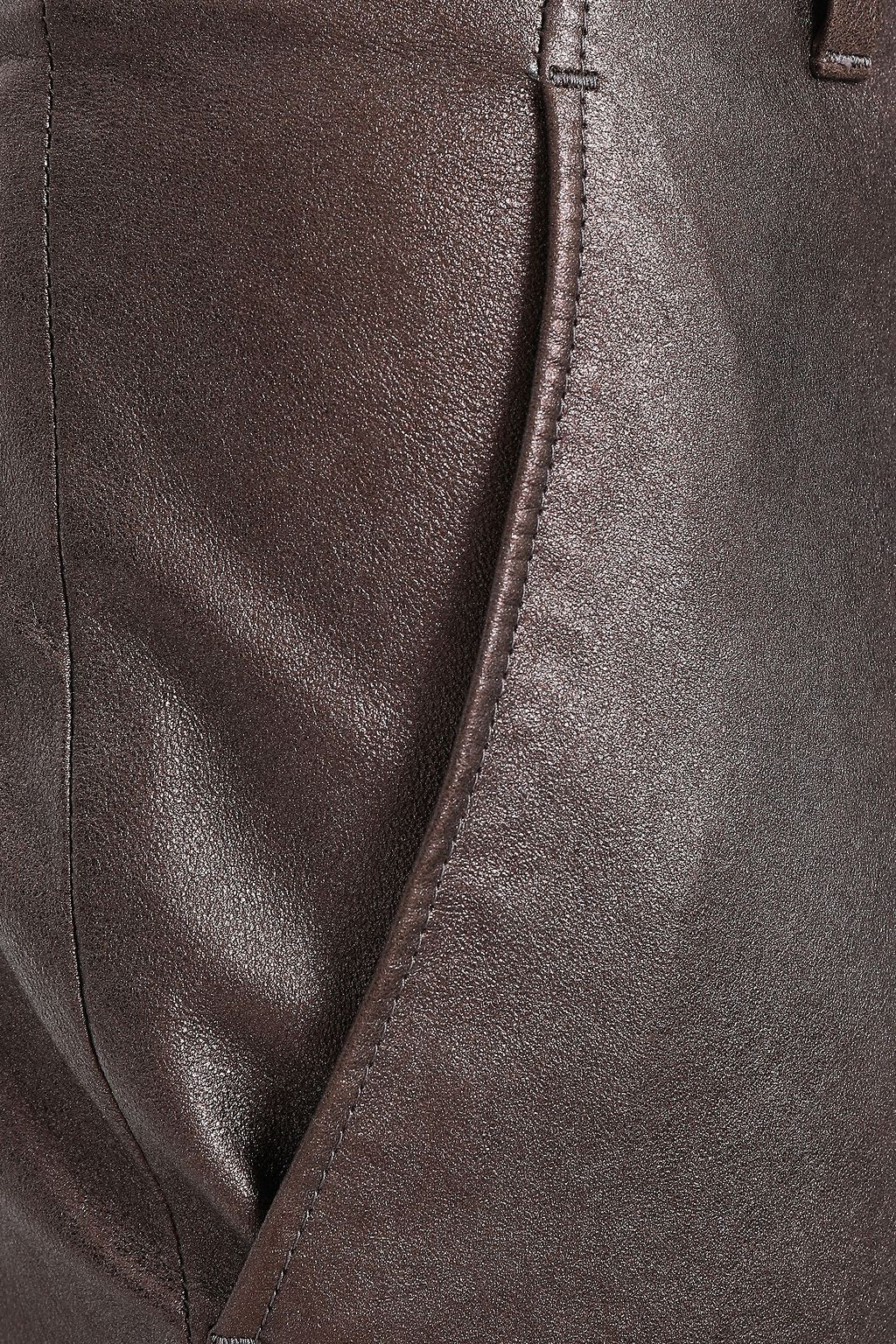 BRUNELLO CUCINELLI クロップド メタリックグロスレザー スリムレッグ パンツ