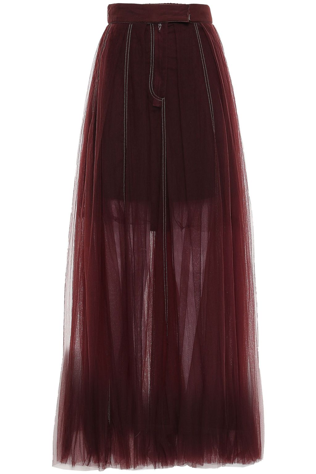 burgundy tulle maxi skirt