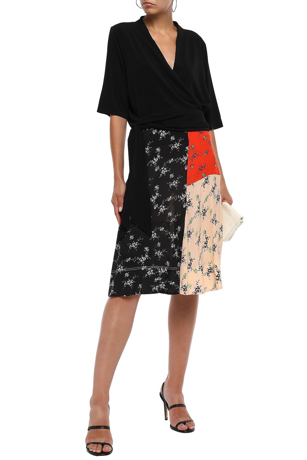 BY MALENE BIRGER Paneled crepe de chine skirt