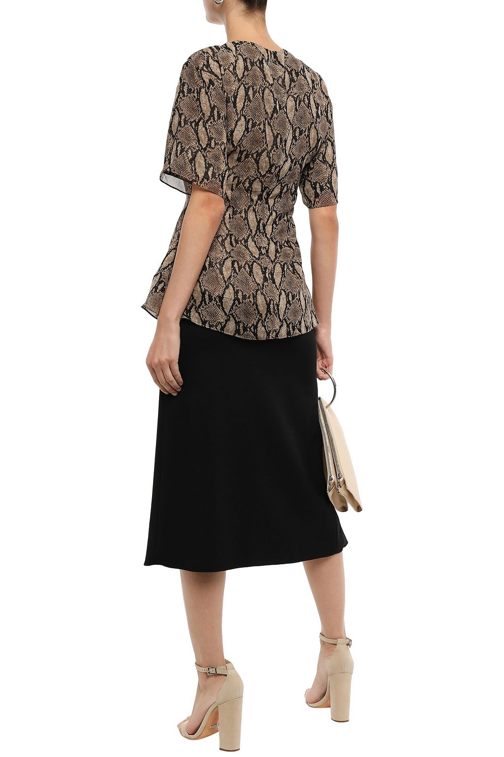 GOEN.J Snake-print chiffon peplum blouse