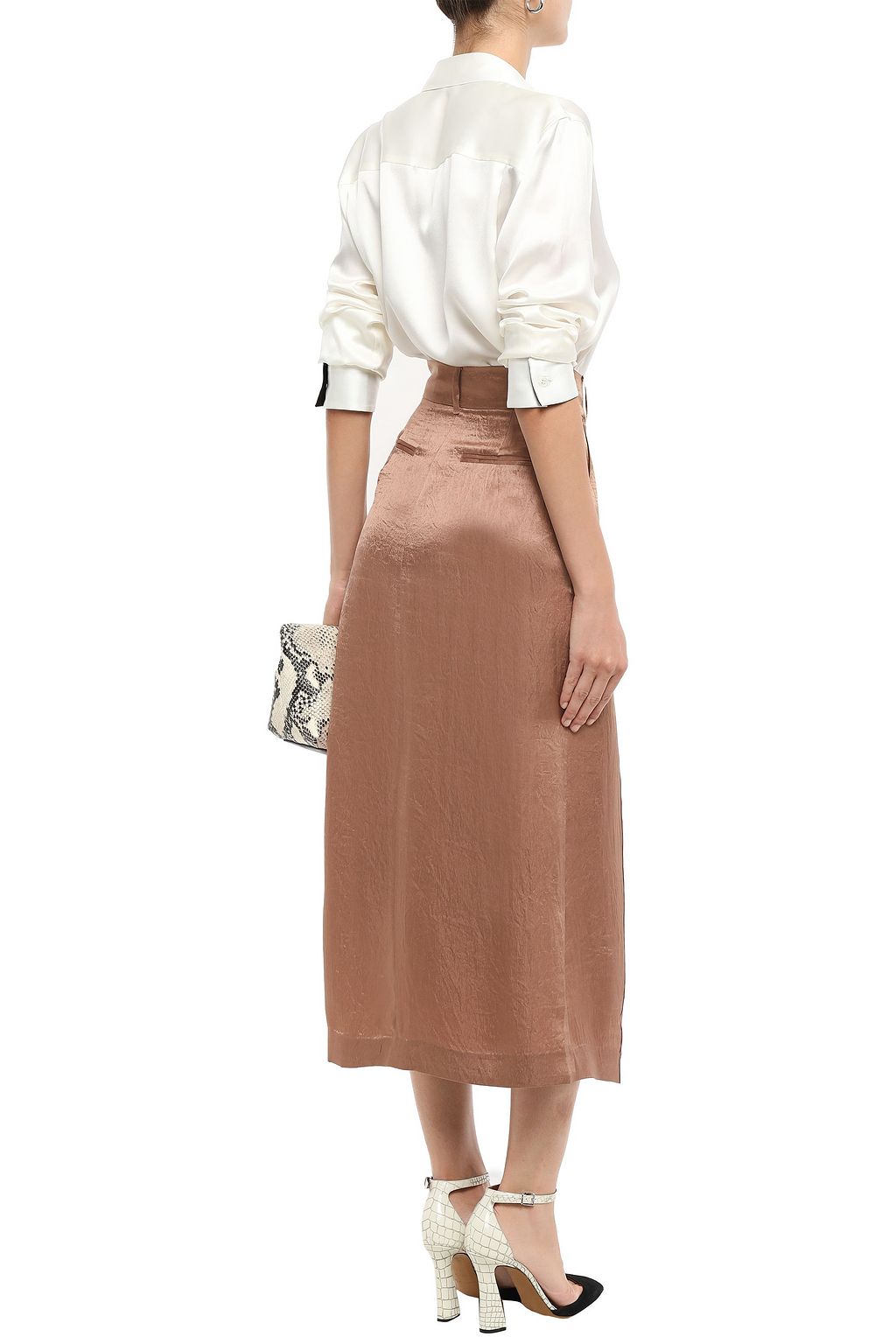 GOEN.J Crinkled-satin midi wrap skirt