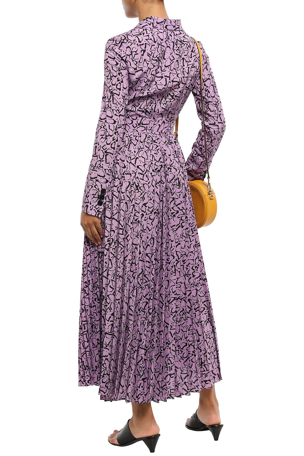GOEN.J Wrap-effect printed crepe de chine maxi shirt dress
