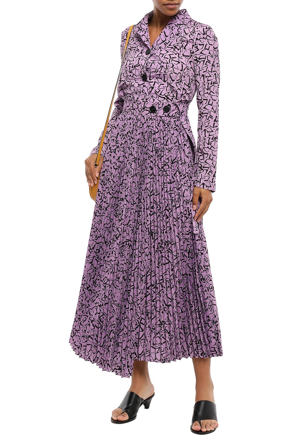 GOEN.J Wrap-effect printed crepe de chine maxi shirt dress