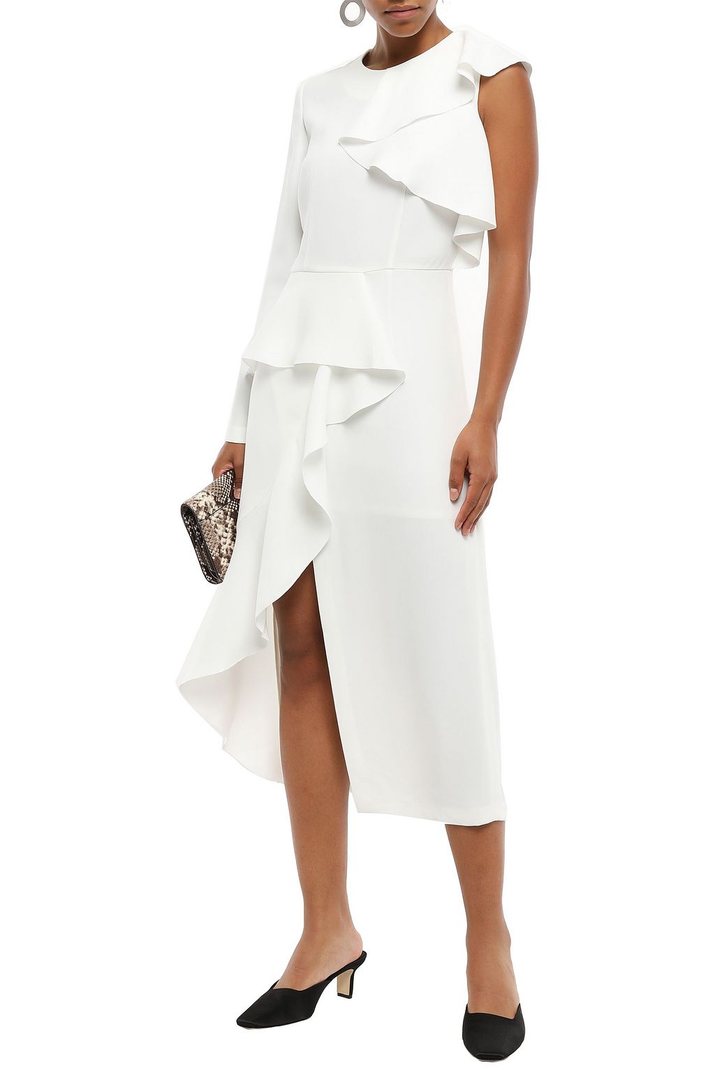 GOEN.J Asymmetric ruffled crepe midi dress