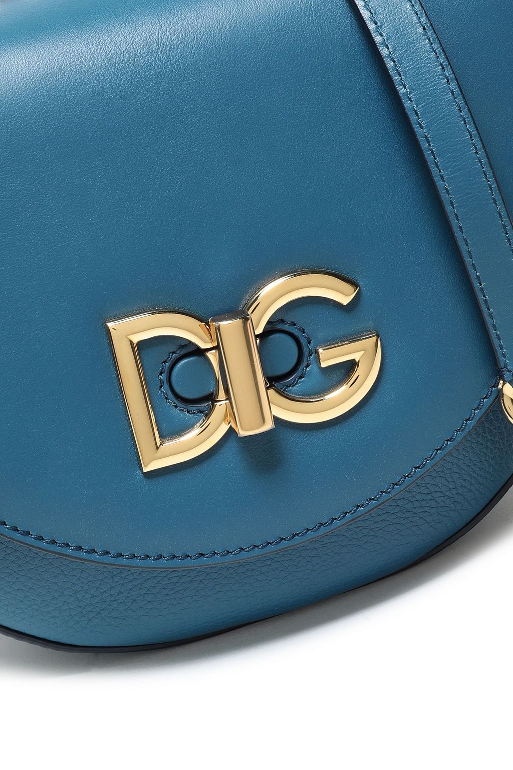 DOLCE&GABBANA ペブル加工&スムースレザー ショルダーバッグ