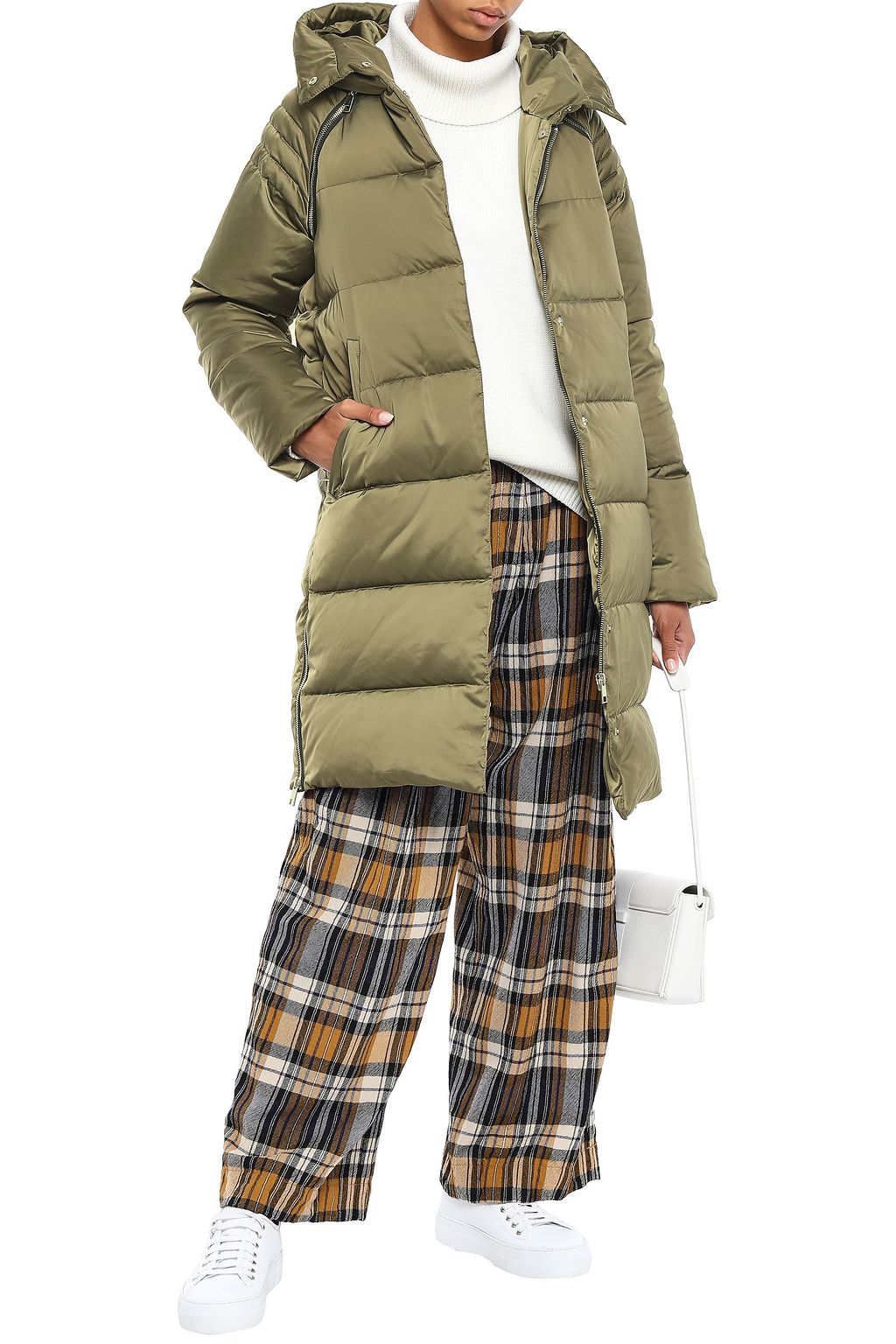 MAJE Zip-detailed quilted shell hooded down coat