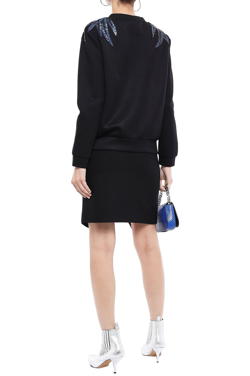 MAJE Button-embellished wrap-effect crepe mini skirt