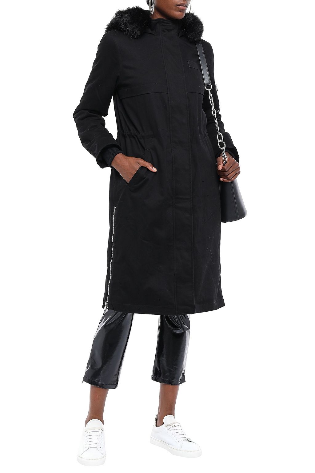 MAJE Faux fur-lined cotton-blend hooded parka