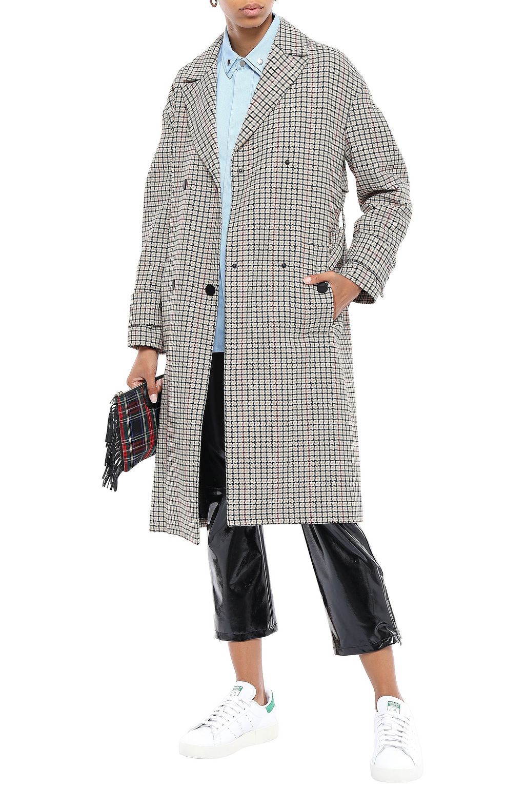 MAJE Checked woven trench coat