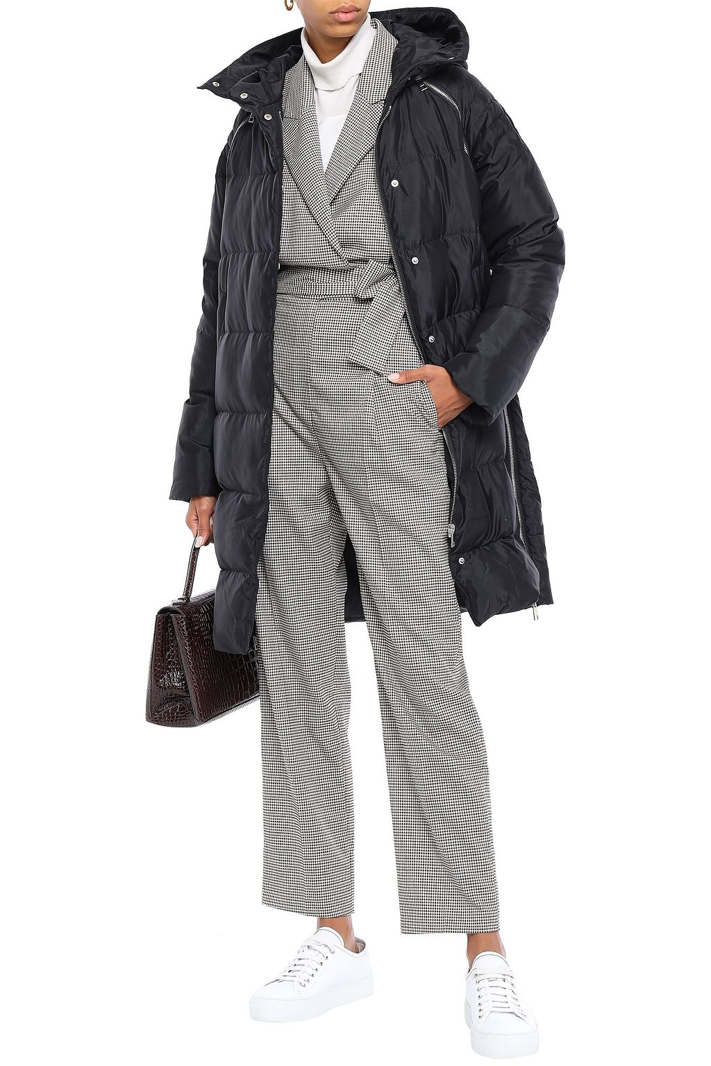 MAJE Zip-detailed quilted shell hooded down coat