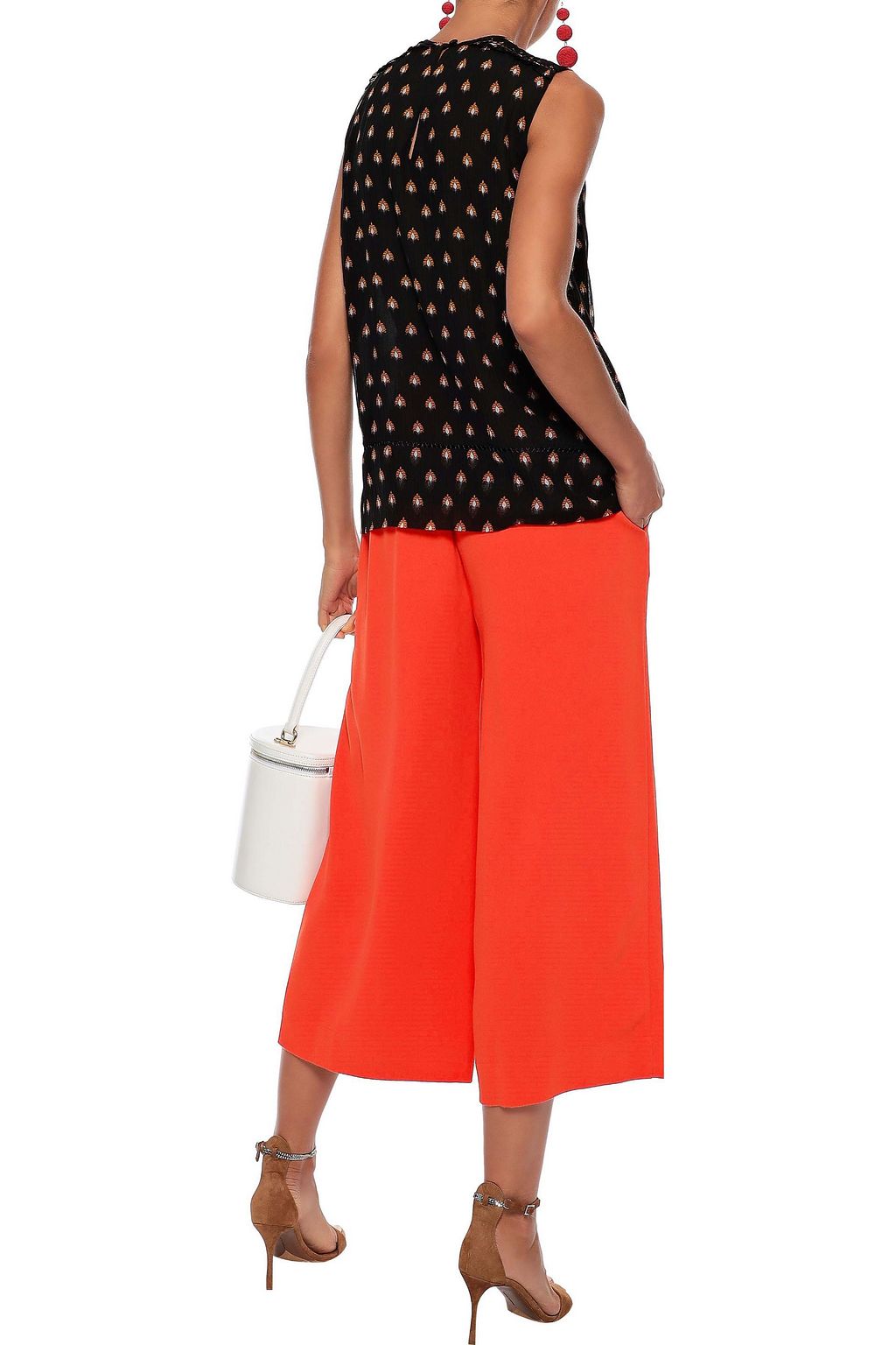 DIANE VON FURSTENBERG Lottie shirred printed cotton and silk-blend top