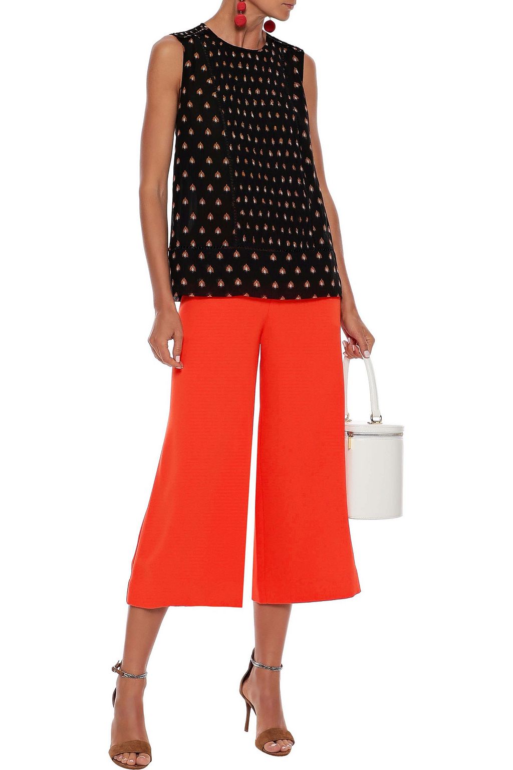 DIANE VON FURSTENBERG Lottie shirred printed cotton and silk-blend top