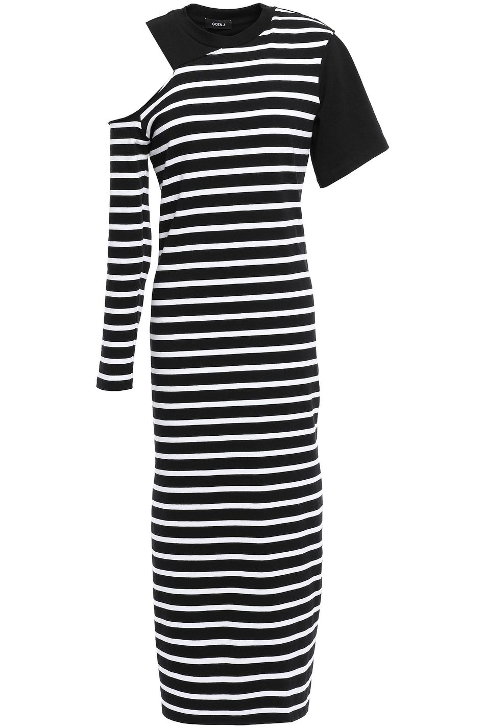 black and white striped one piece dress