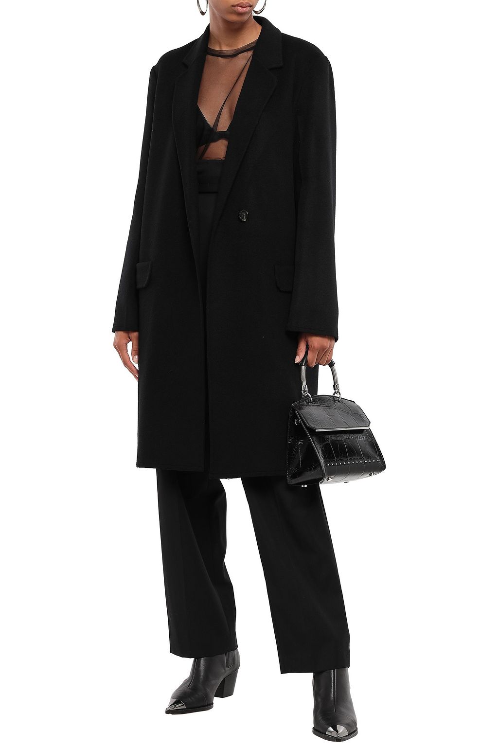 HELMUT LANG Wool and cashmere-blend brushed coat