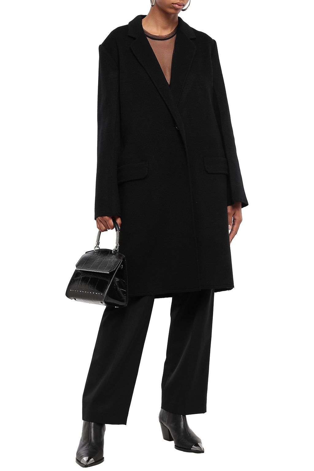 HELMUT LANG Wool and cashmere-blend brushed coat