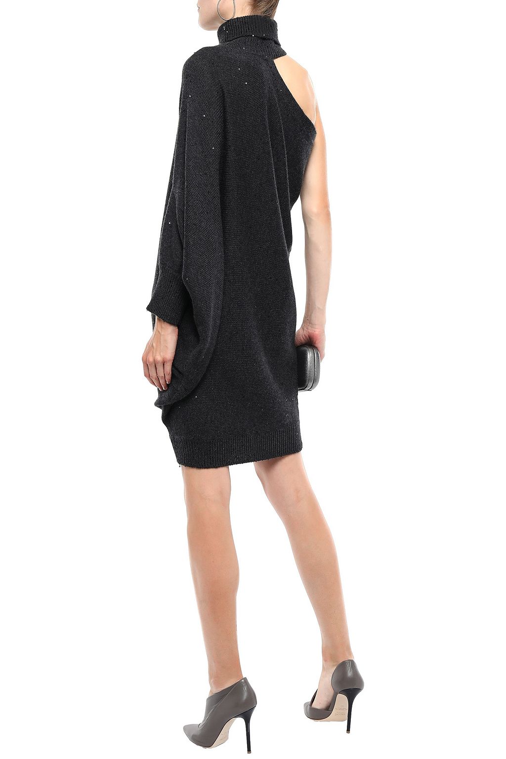 BRUNELLO CUCINELLI Cutout draped cashmere and silk-blend mini dress