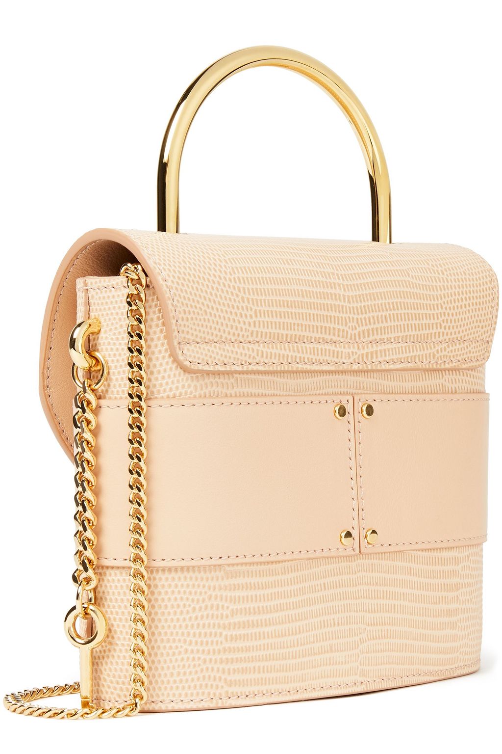 CHLOÉ Aby Lock smooth and lizard-effect leather shoulder bag