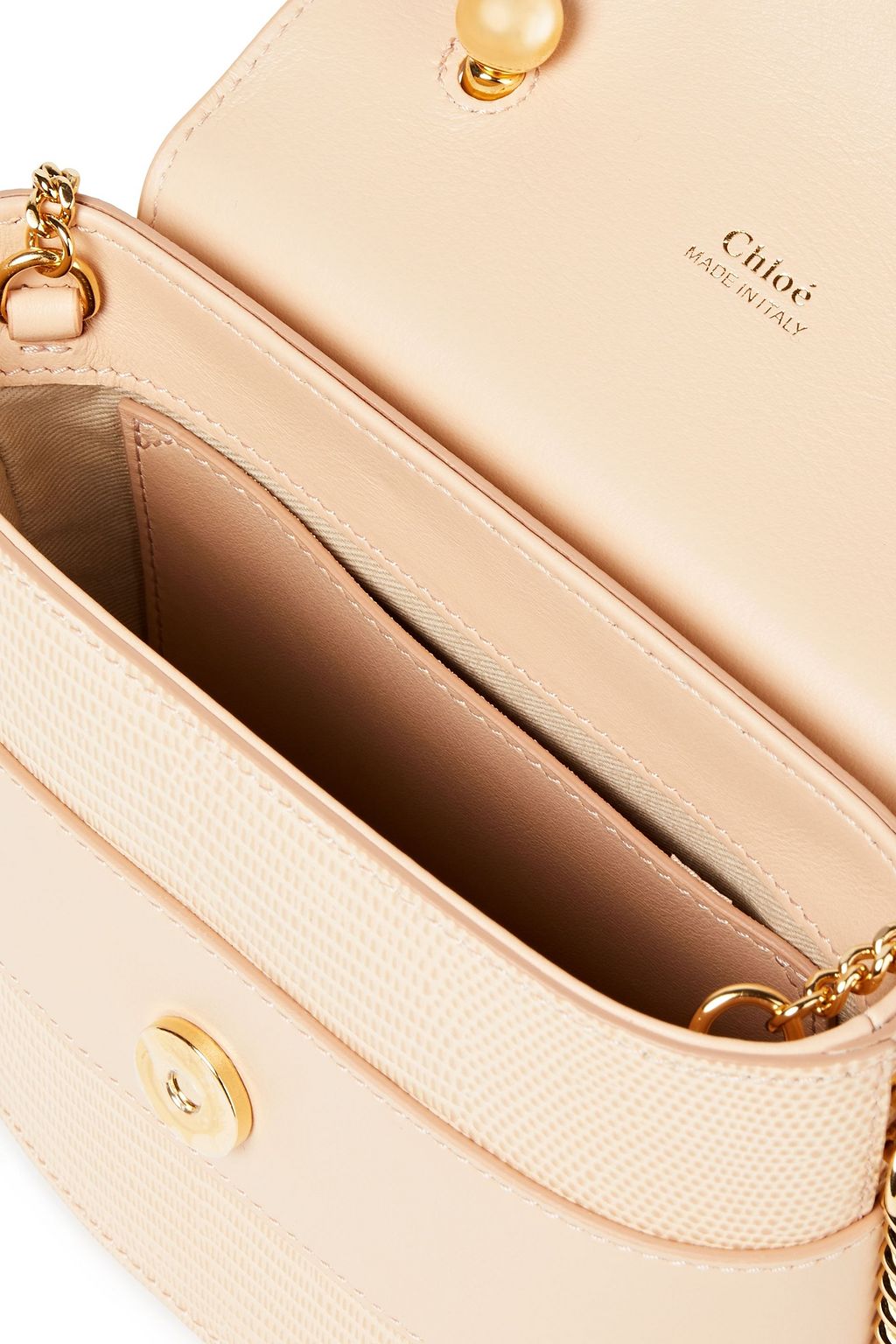 CHLOÉ Aby Lock smooth and lizard-effect leather shoulder bag