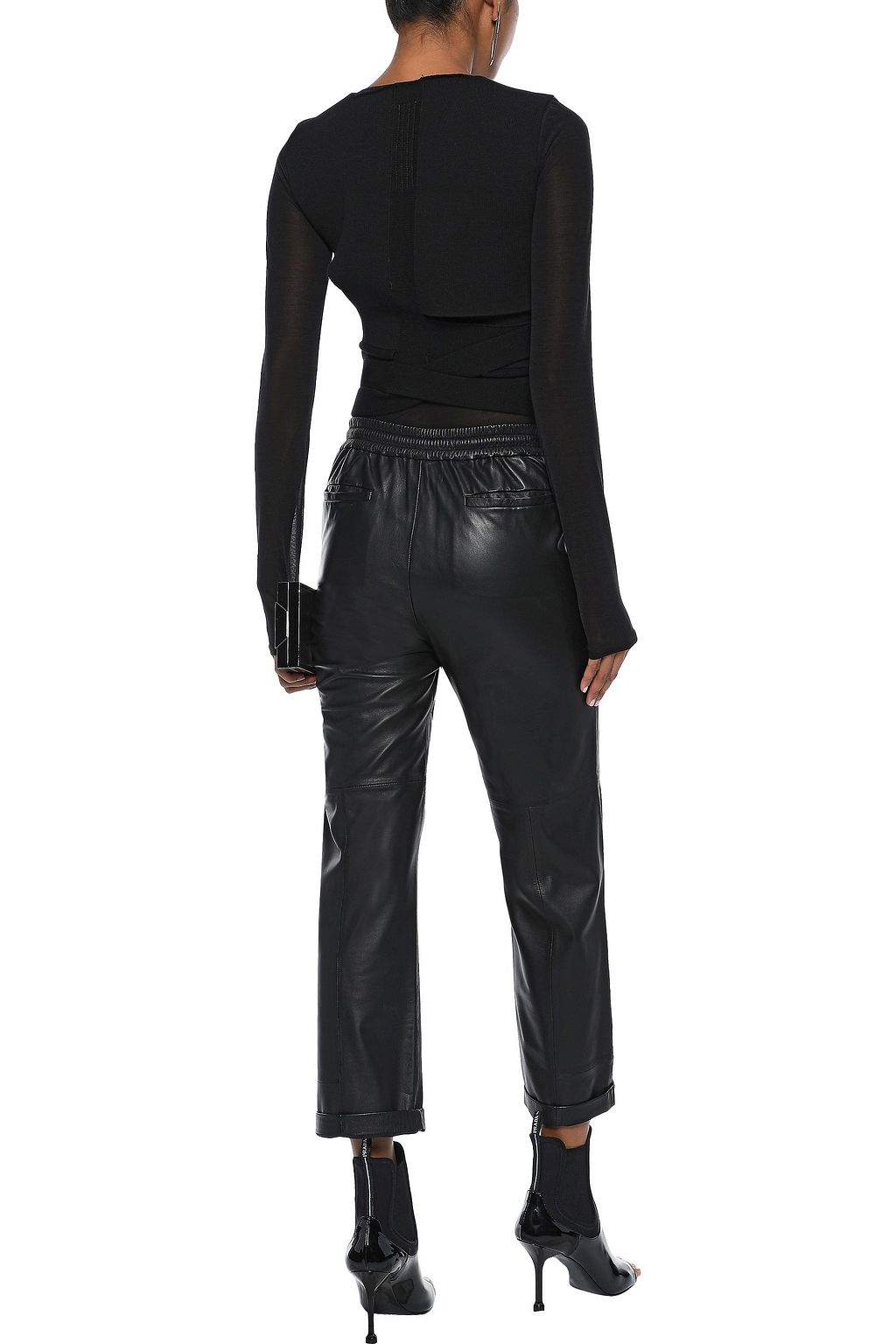 DRKSHDW BY RICK OWENS Cropped tie-front cotton-blend top
