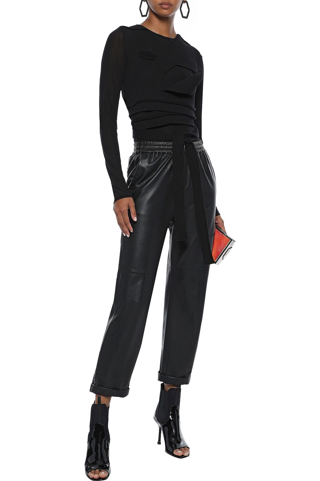 DRKSHDW BY RICK OWENS Cropped tie-front cotton-blend top