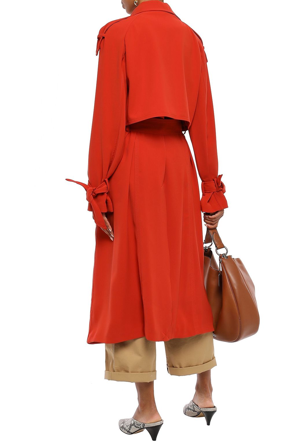 michael kors red leather trench coat
