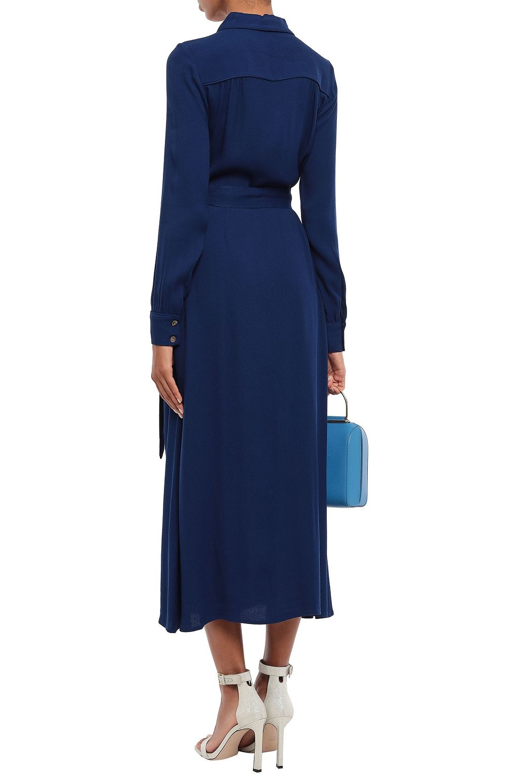 GOAT Geneva belted crepe midi shirt dress