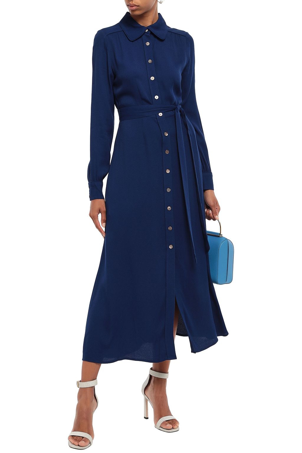 GOAT Geneva belted crepe midi shirt dress