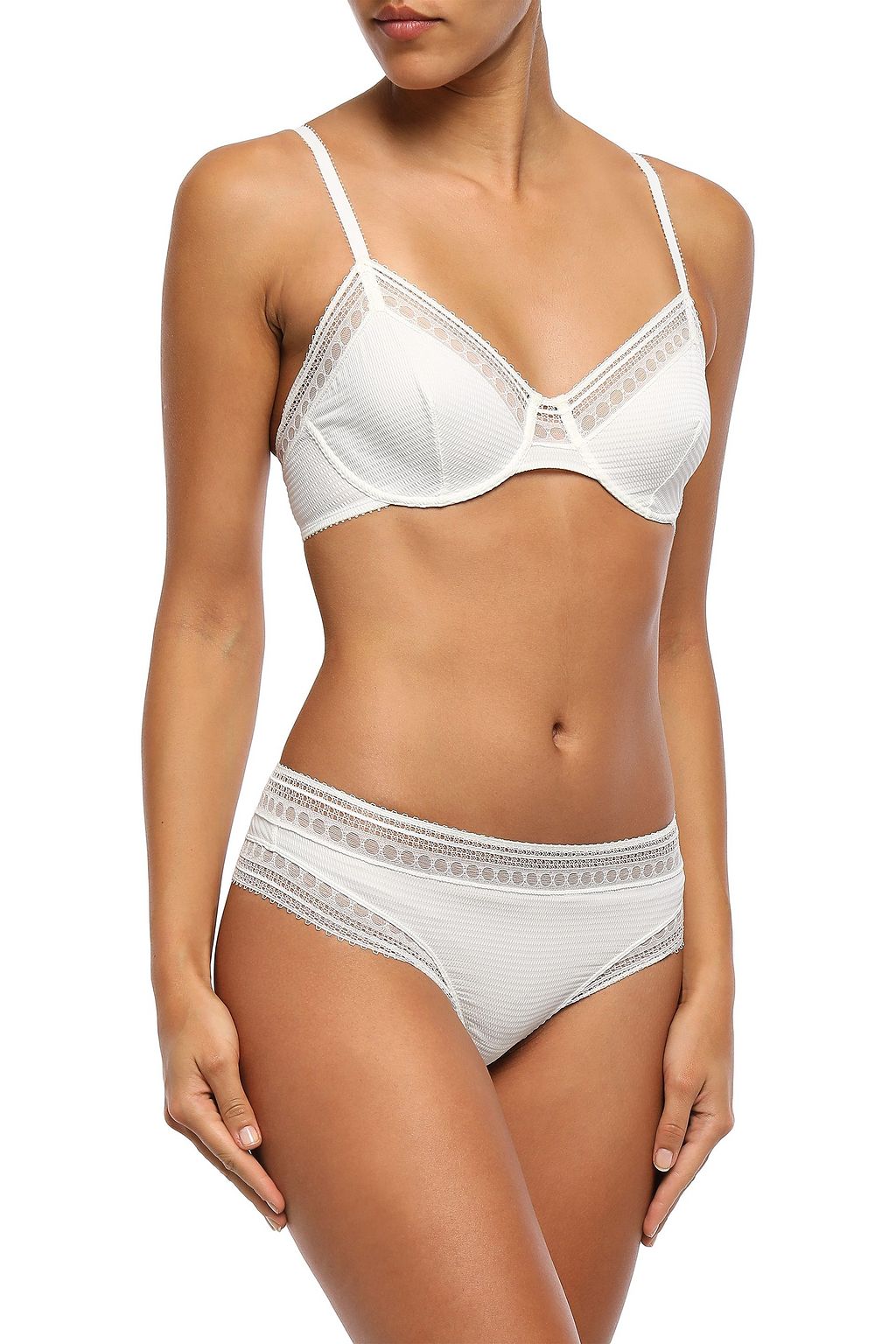 ERES Super Leavers lace-trimmed stretch-cloqué mid-rise thong