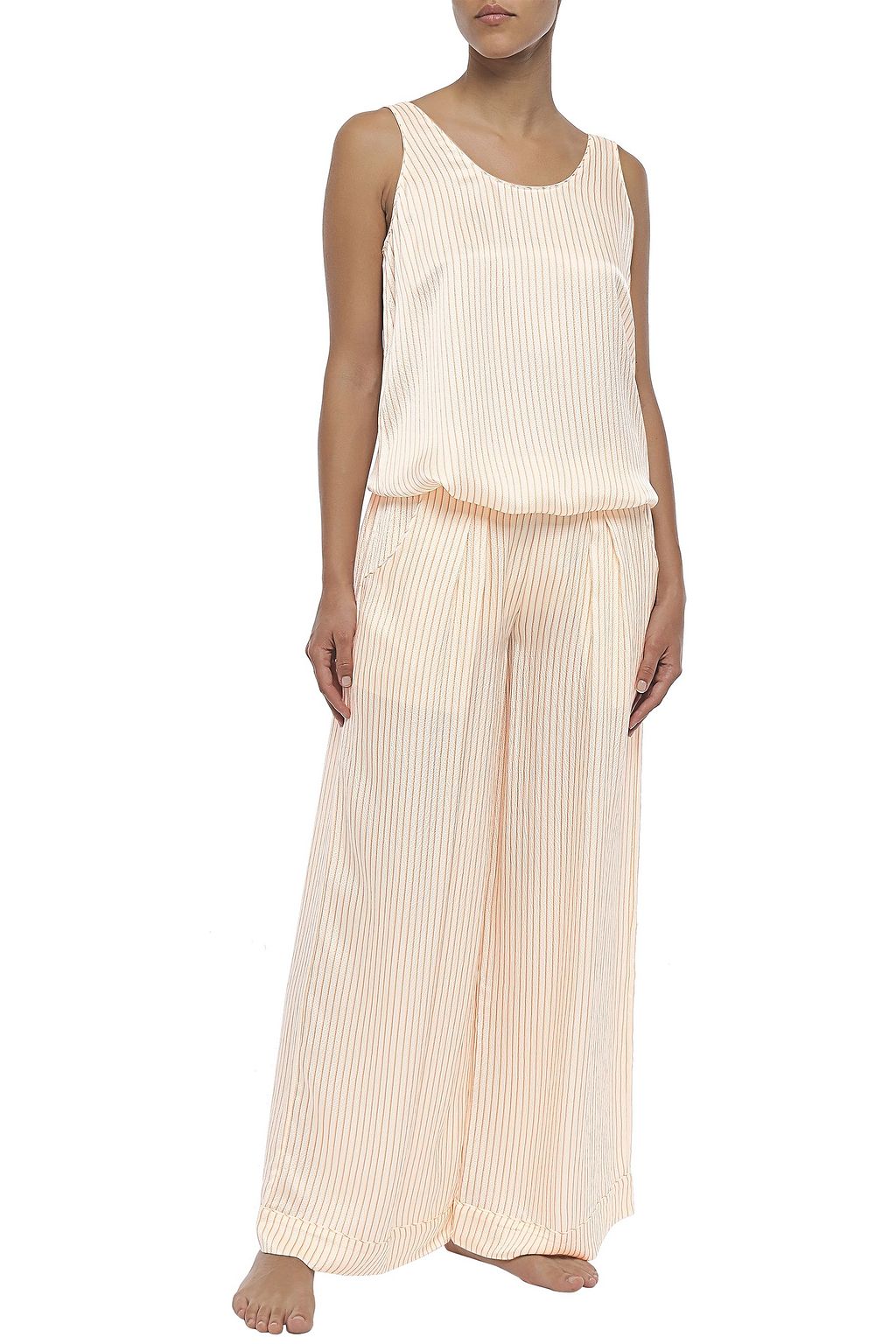 ERES Riga Amaretto hammered striped silk-satin pajama pants