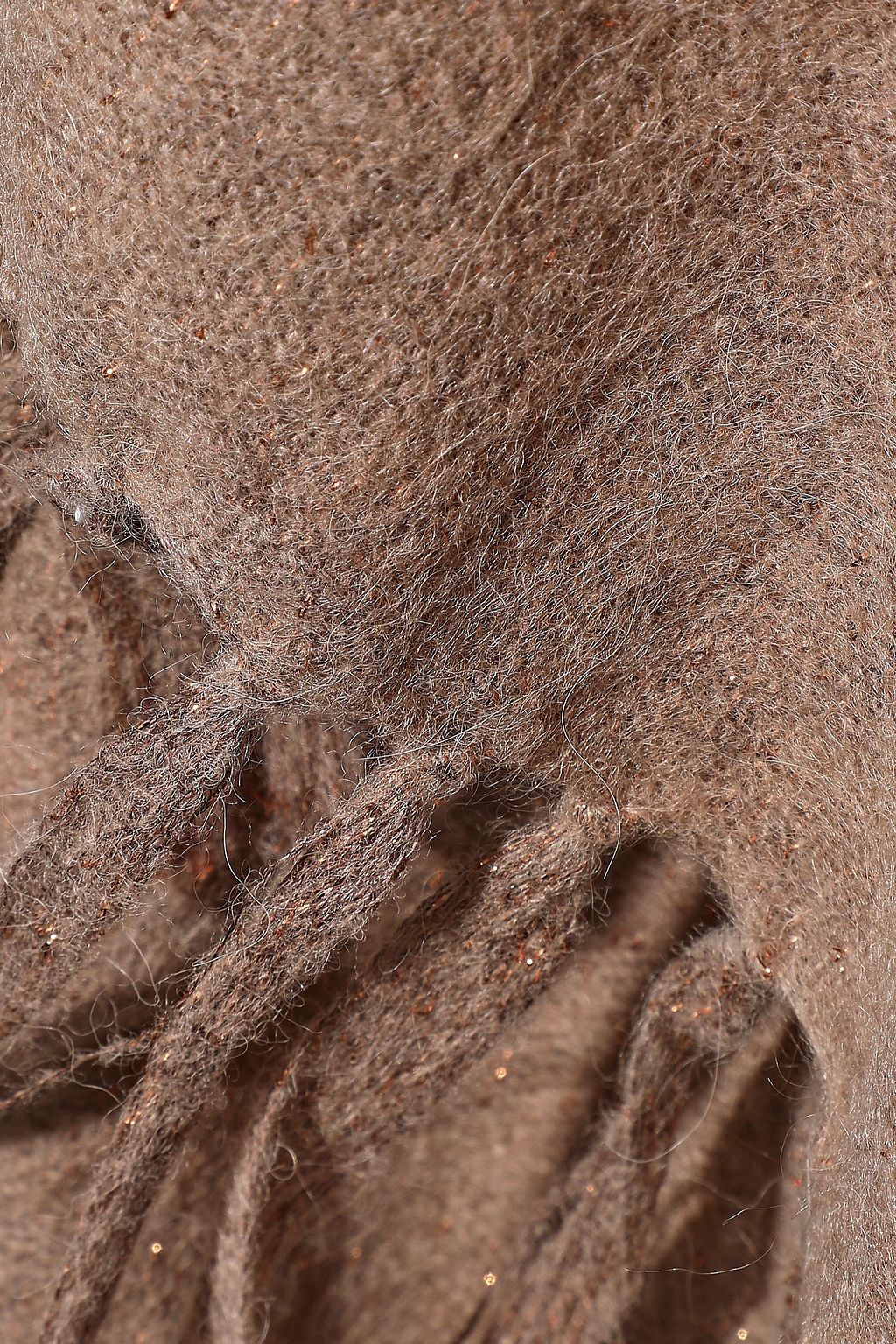 BRUNELLO CUCINELLI Tassel-trimmed metallic brushed knitted wrap