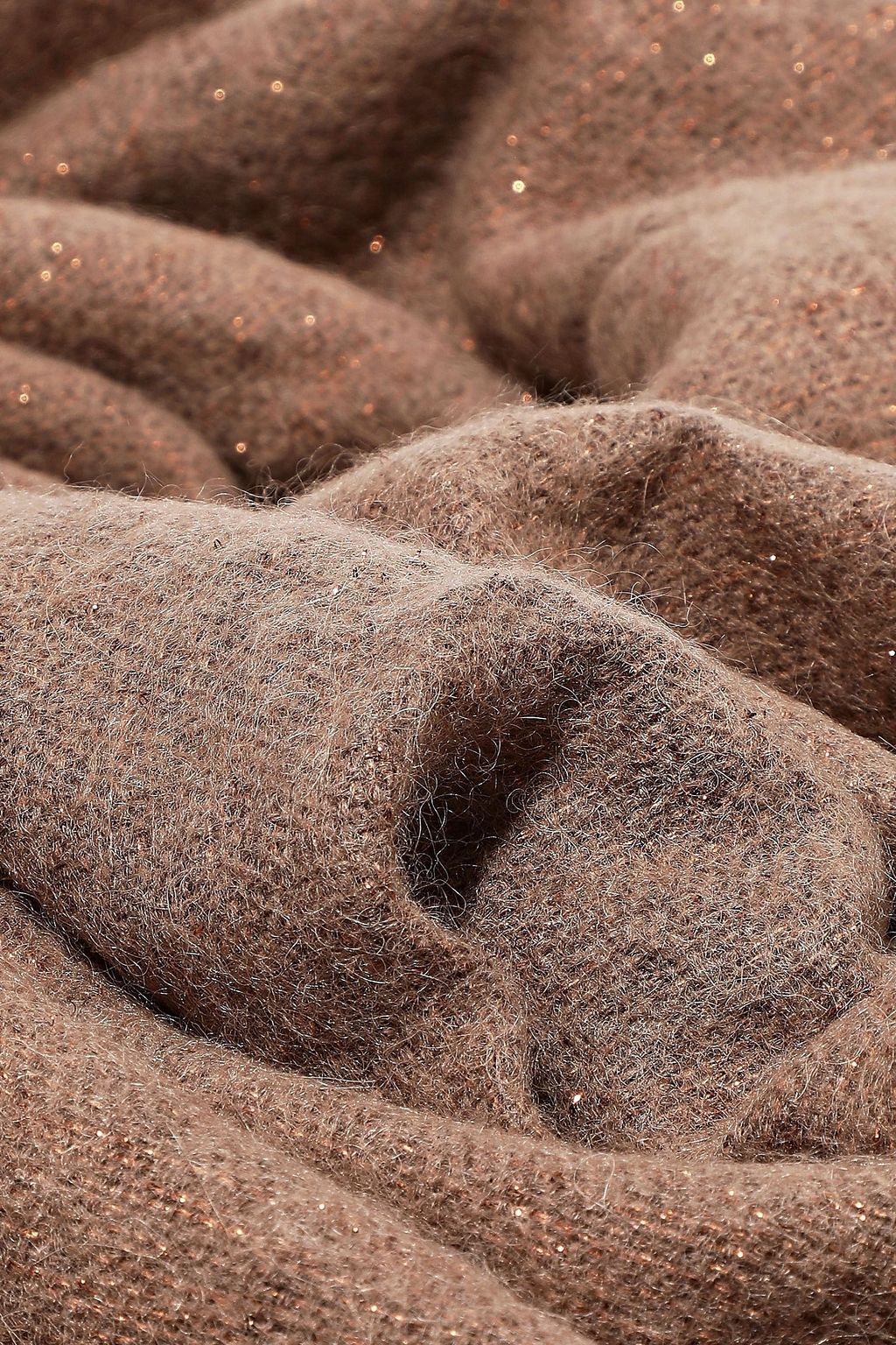 BRUNELLO CUCINELLI Tassel-trimmed metallic brushed knitted wrap