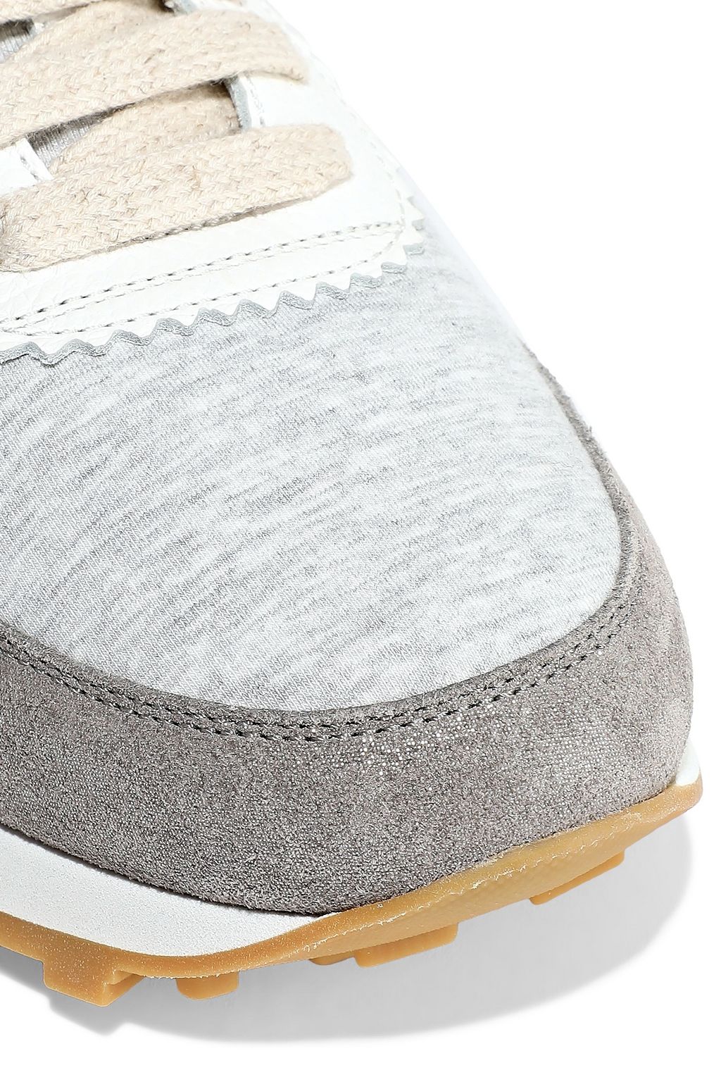 BRUNELLO CUCINELLI Embellished patent-leather, suede and slub jersey sneakers