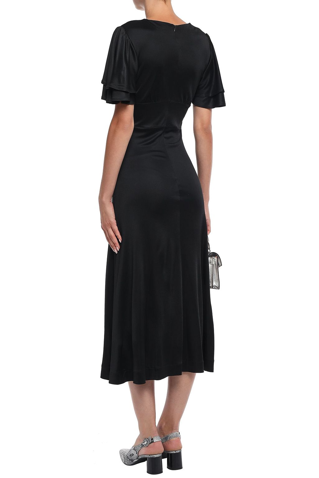ALEXACHUNG Ruffled satin-jersey midi dress