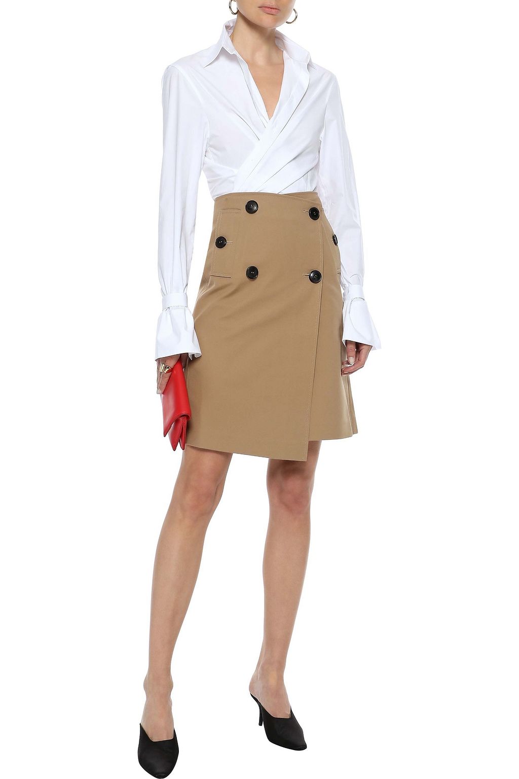 GOEN.J Cotton-blend gabardine wrap skirt