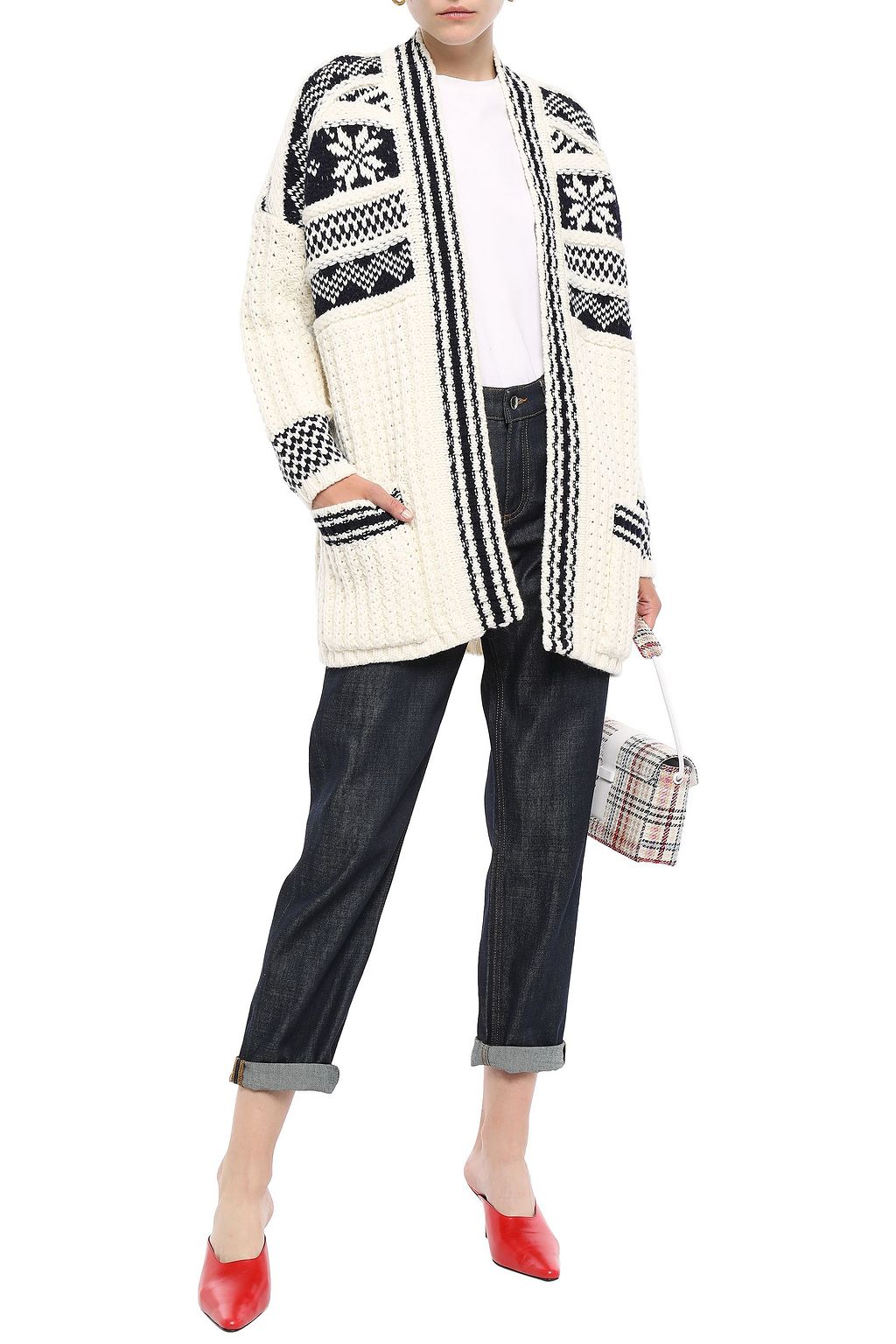Jacquard-knit cardigan