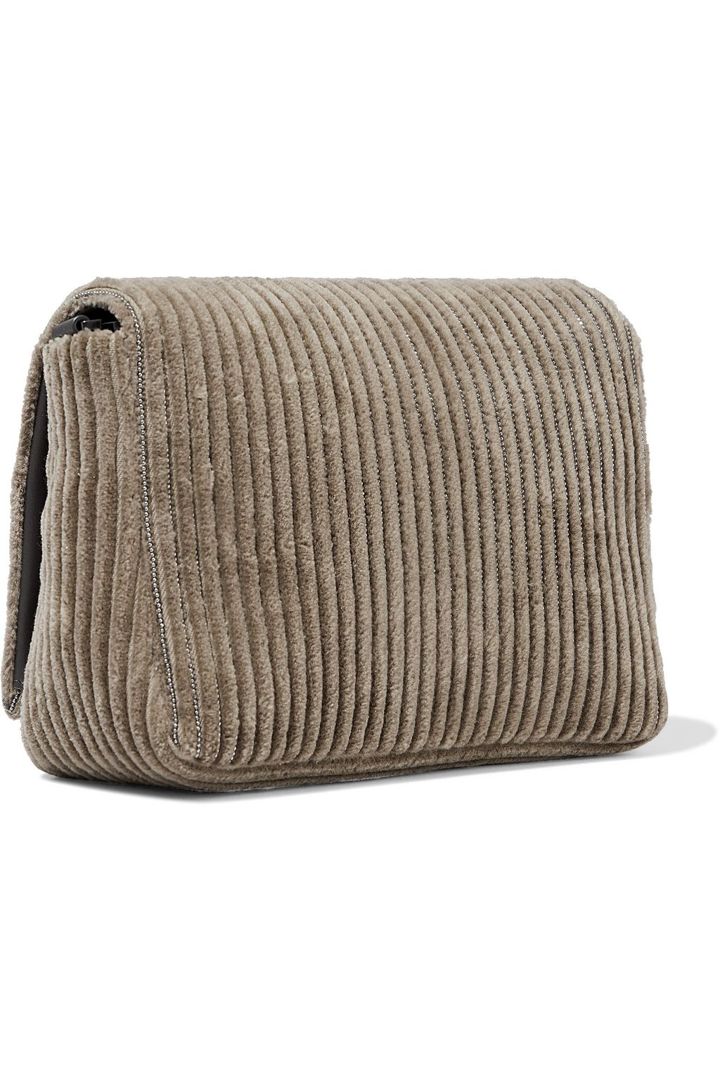 BRUNELLO CUCINELLI Bead-embellished corduroy shoulder bag