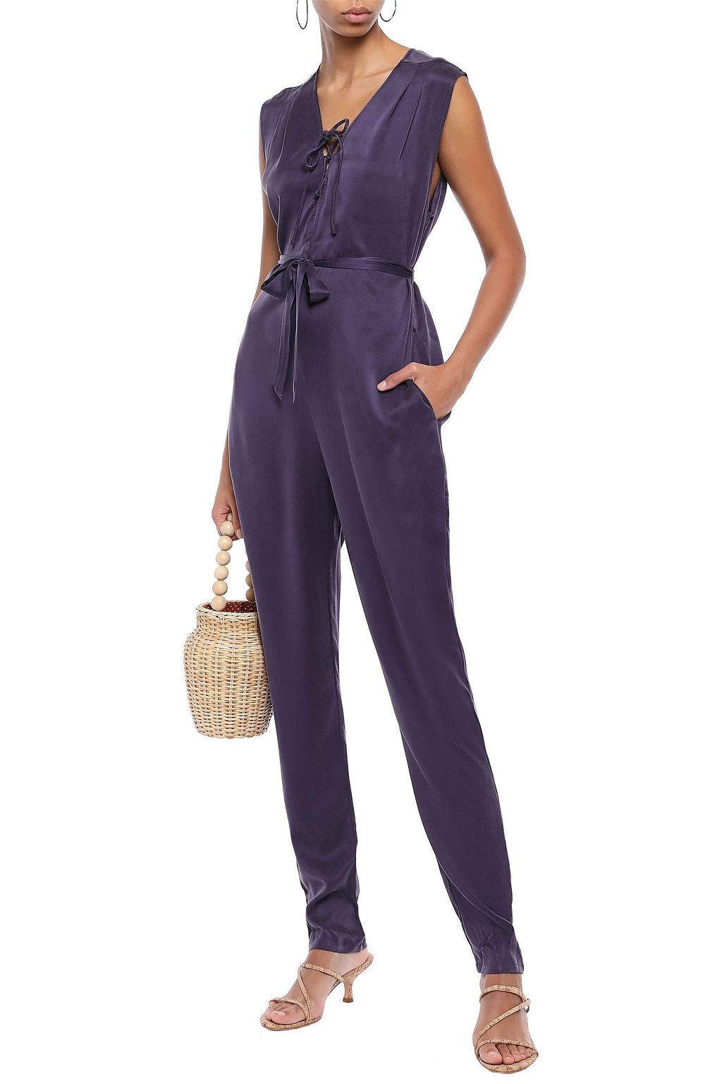 ERES Gallery lace-up washed-silk jumpsuit