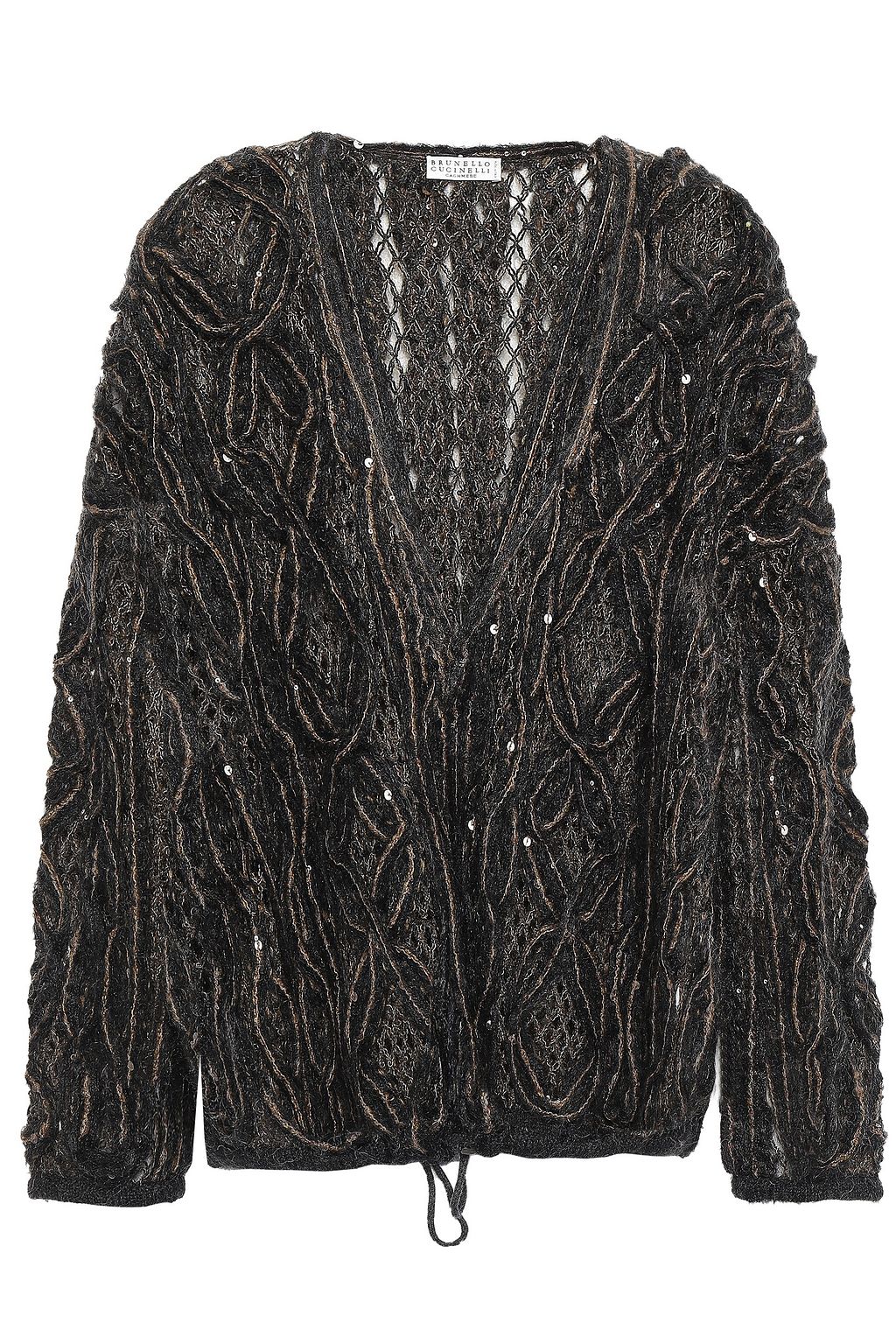 Sequin embellished open knit mohair blend cardigan Sequin embellished open knit mohair blend cardigan