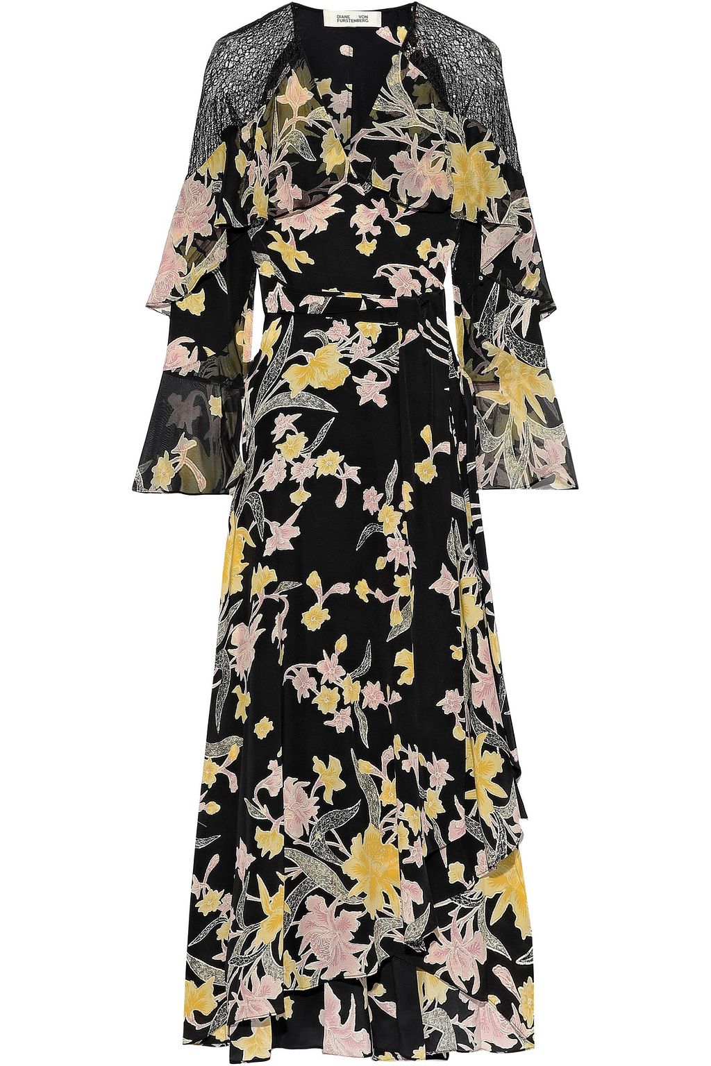 dvf ruffle sleeve wrap dress