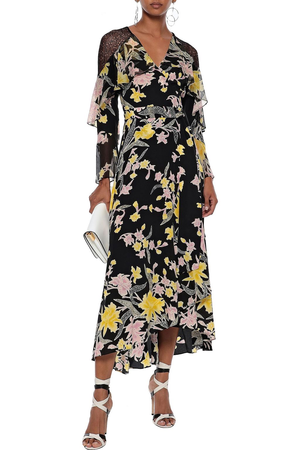 DIANE VON FURSTENBERG Alice ruffled printed silk crepe de chine maxi wrap dress