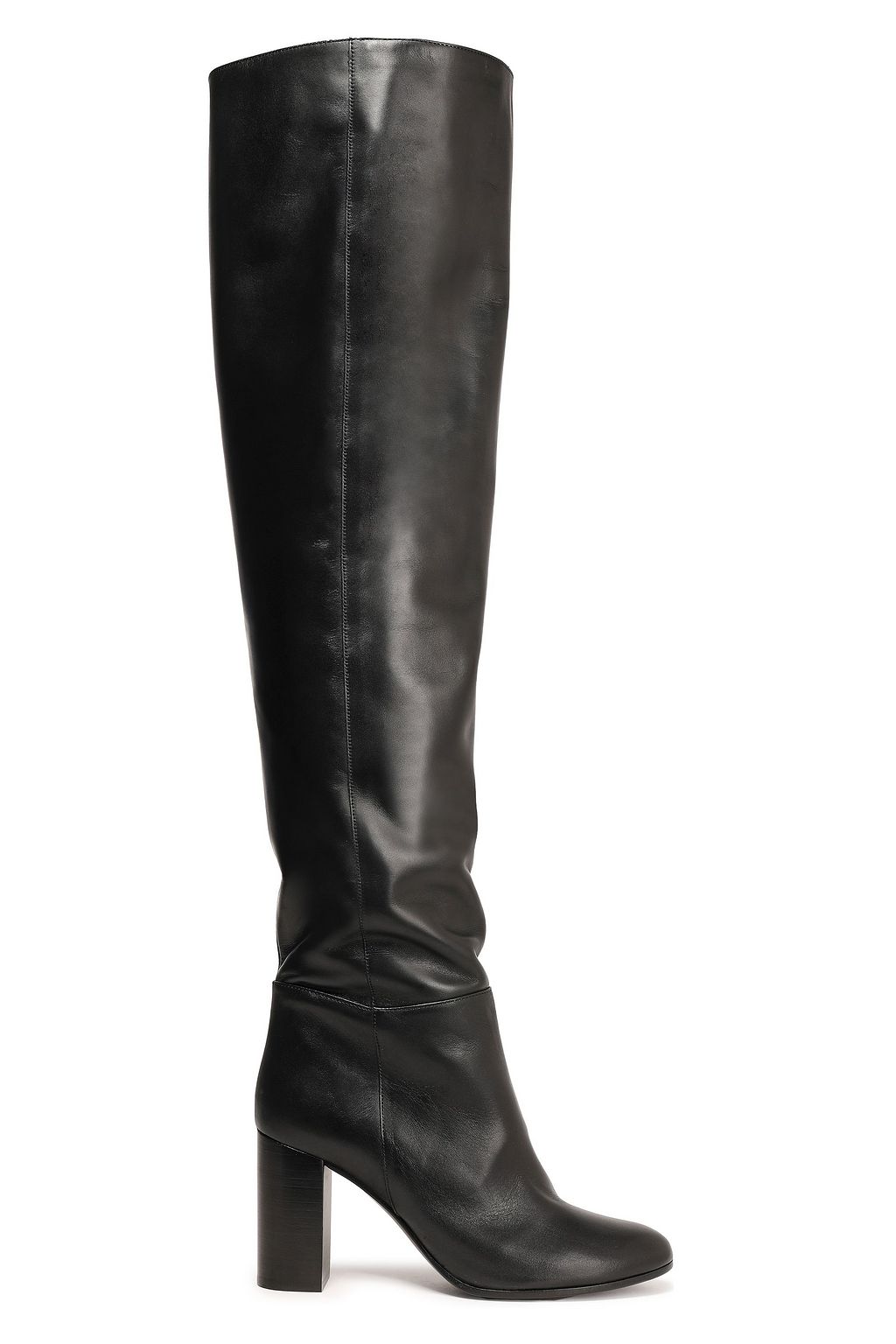 black leather over knee boots