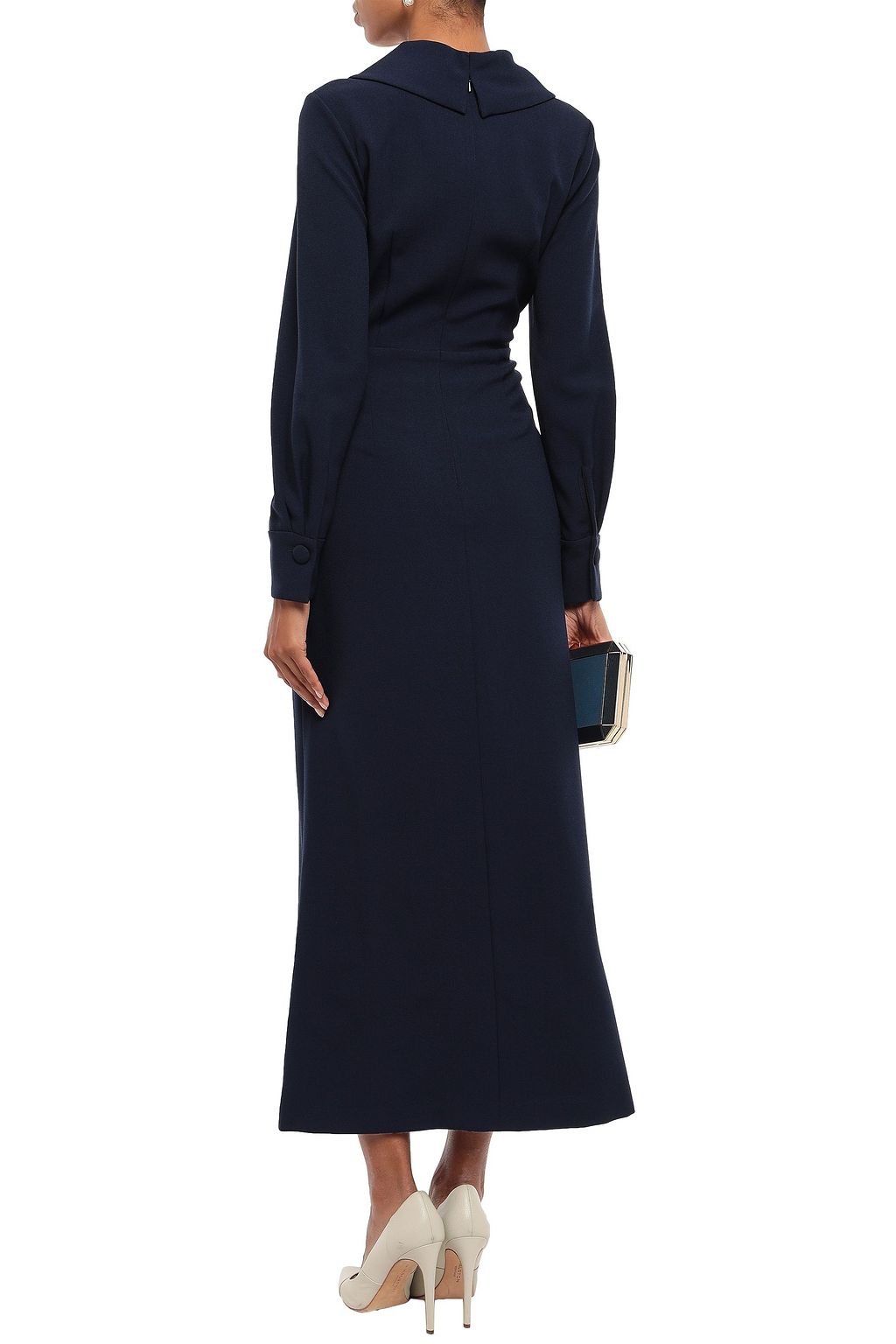 MIKAEL AGHAL Wrap-effect button-embellished crepe maxi dress