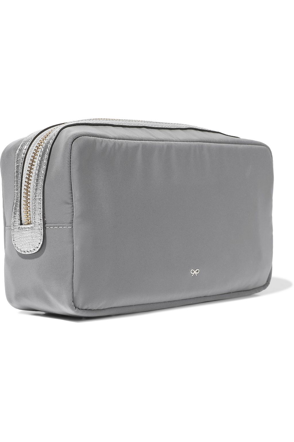 ANYA HINDMARCH Appliquéd metallic textured leather-trimmed shell cosmetics case