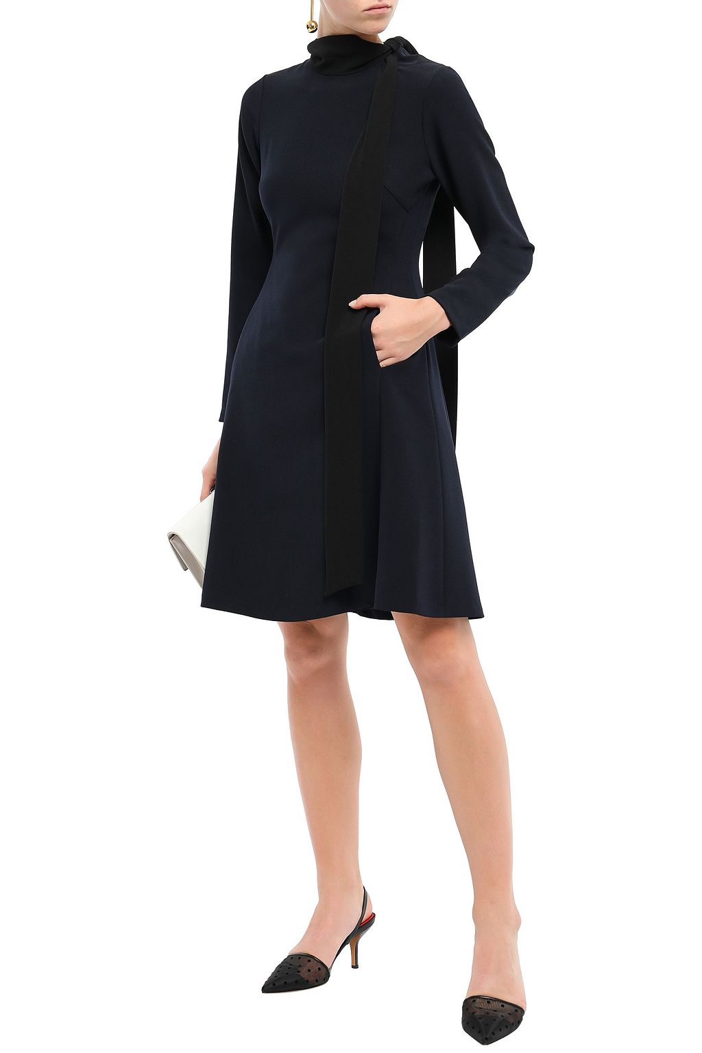 MIKAEL AGHAL Tie-neck stretch-crepe dress