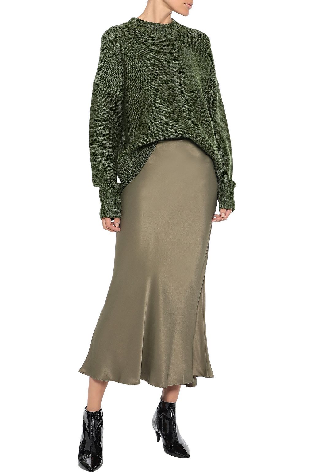 IRIS & INK Brooklyn satin midi skirt